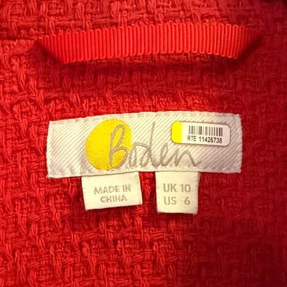 EUC Boden York Red Cropped Tweed Jacket Size 6 - Picture 3 of 7